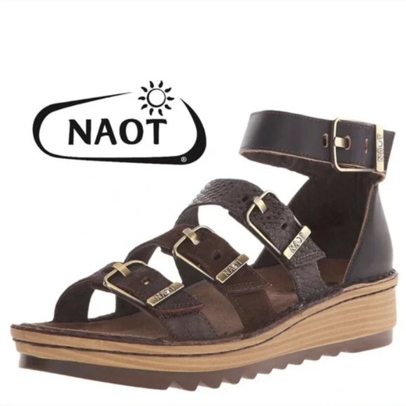 Naot Shoes - NAOT Bloom Begonia Boho Strappy Brown Leather Suede Sandals